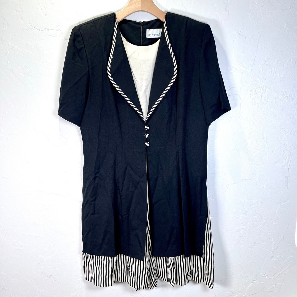 Vintage 80's Jumper Jumpsuit Romper Sz 12 Black Beetlejuice Wednesday Goth Punk